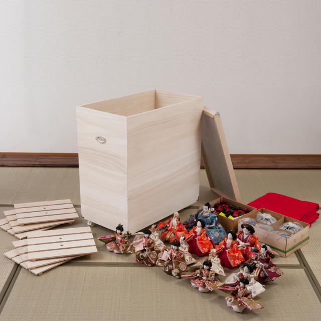 桐箱 深型 雛人形 布団 収納 ケース ボックス 雛人形ケース 深型タイプ 総桐 雛人形収納ケース キャスター付き