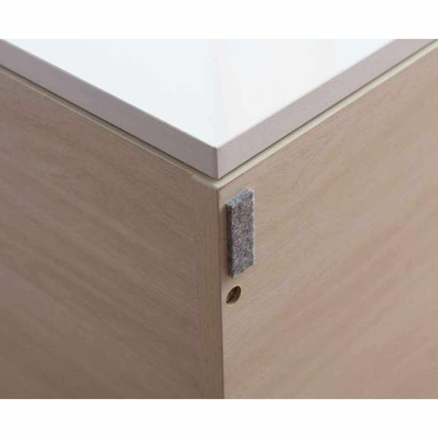 スクエアキャビネット 引出し 下扉タイプ ハイグロス前板 幅70cm （ キャビネット 収納 棚 ラック 家具 リビング収納 チェスト コード穴 モデム収納 飾り棚 引き出し ホワイト ナチュラル ）_12