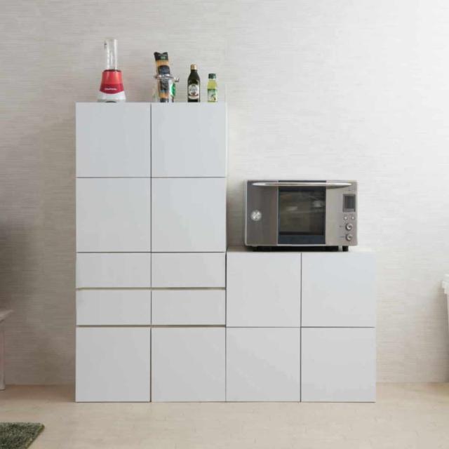 スクエアキャビネット 引出し 下扉タイプ ハイグロス前板 幅70cm