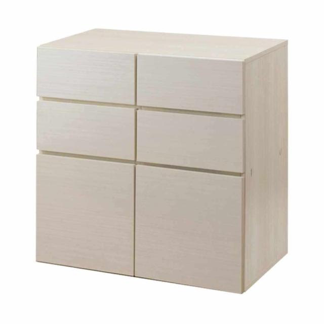 スクエアキャビネット 引出し 下扉タイプ ハイグロス前板 幅70cm （ キャビネット 収納 棚 ラック 家具 リビング収納 チェスト コード穴 モデム収納 飾り棚 引き出し ホワイト ナチュラル ）_18