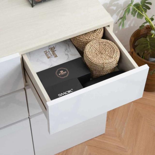 スクエアキャビネット 引出し 下扉タイプ ハイグロス前板 幅70cm