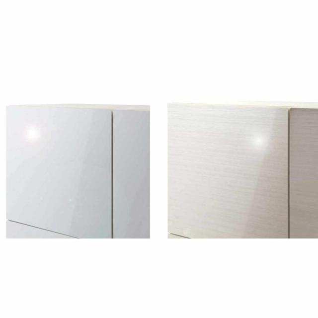 スクエアキャビネット 4パターン収納タイプ ハイグロス前板 幅70cm （ キャビネット 収納 棚 ラック 家具 フラップ扉 リビング収納 チェスト コード穴 モデム収納 飾り棚 引き出し ホワイト ナチュラル ）_8