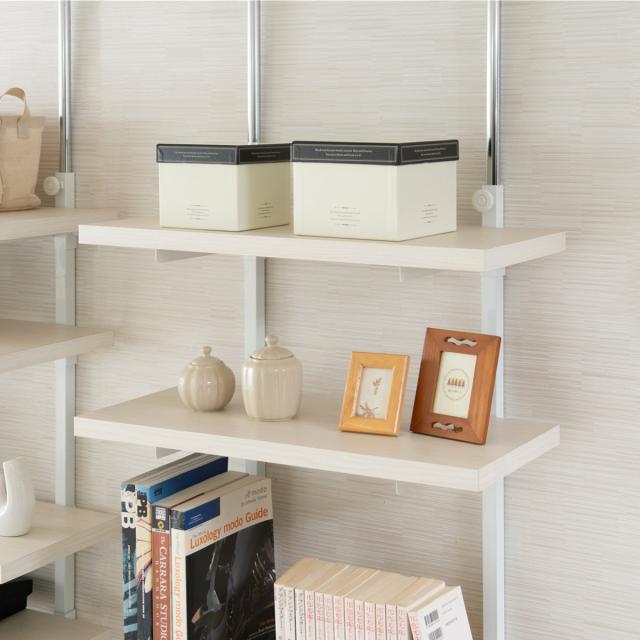 突っ張りオープンラック専用 追加棚 木目 無段階調整 幅60cm用 （ 棚板