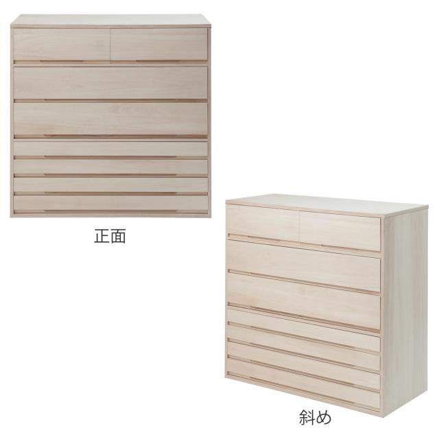 桐タンス 幅100.5cm 7段 組み合わせ 白木 無塗装 （ 桐 たんす 収納 木地仕上げ 日本製 完成品 桐心 チェスト 家具 積み重ね 引き出し 七段 消臭 竹炭シート ）_2