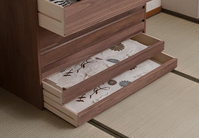 桐タンス 幅100.5cm 5段 組み合わせ 水性塗装 （ 桐 たんす チェスト 収納 日本製 完成品 桐心 家具 積み重ね 引き出し 五段 消臭 竹炭シート ブラウン ナチュラル ）_11