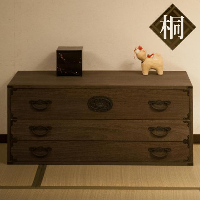 桐 民芸箪笥 幅99.5cm 3段 積み重ね 時代 ( たんす 収納 桐 民芸箪笥 幅99.5cm 3段 積み重ね 時代 ( たんす 収納