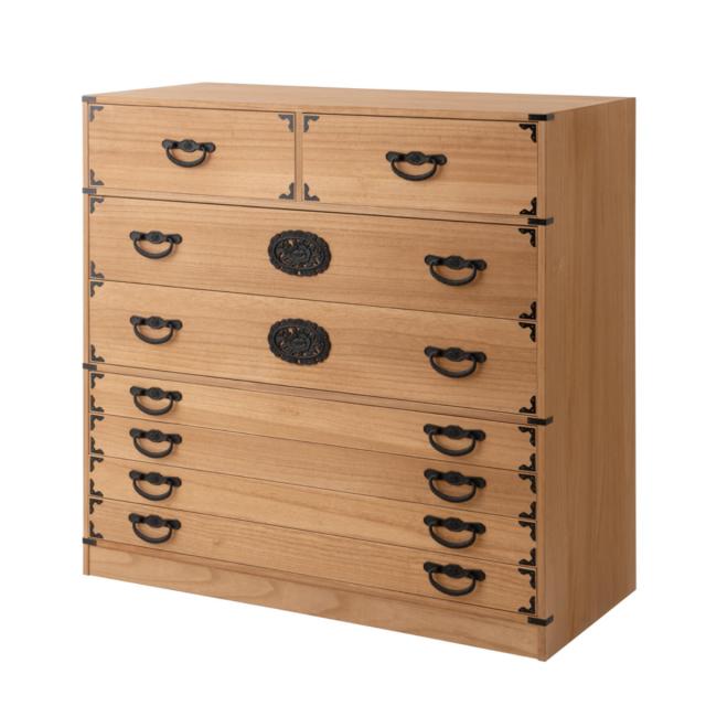 桐 民芸箪笥 幅100cm 7段 水性塗装 積み重ね 室町 （ たんす 収納