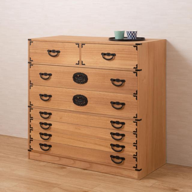 桐 民芸箪笥 幅100cm 7段 水性塗装 積み重ね 室町 （ たんす 収納