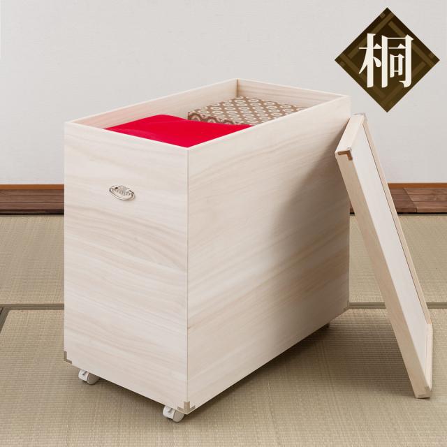 桐 ひな人形ケース 幅42cm 深型 キャスター付 日本製 完成品 （ 収納ケース 雛人形 天然木 押し入れ 木箱 収納 家具 桐箱 お雛様 五月人形 九番親王 京七番親王 保管 調湿 防虫 シンプル キャスター ）