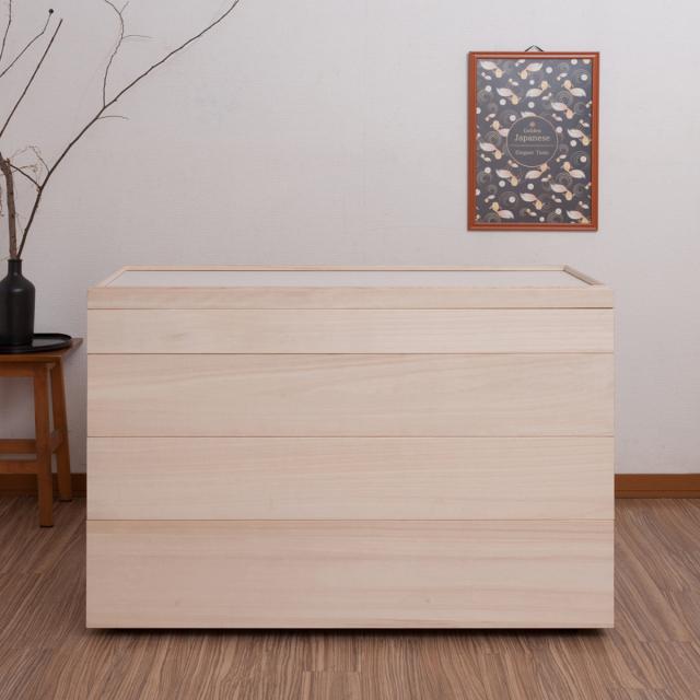 桐 衣装ケース 幅42cm 4段 キャスター付き 日本製 完成品 桐心 （ 収納