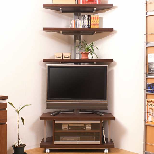セット品 コーナーテレビ台 幅90cm 突っ張りコーナーラック 3段