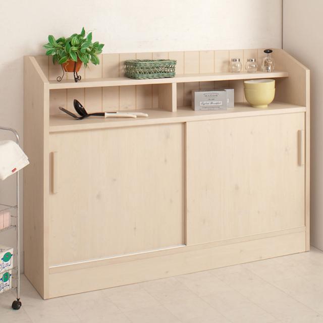 カウンター下収納 ワイドキャビネット 幅118.5cm 引き戸タイプ 北欧風 完成品 （ 収納 リビング収納 窓下 日本製 組み合わせ カウンター下 棚 省スペース 国産 カウンター キッチン リビング シンプル ）の通販は