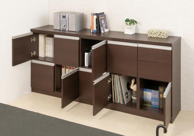キャビネット 幅73cm 4枚扉タイプ 日本製 完成品 （ ラック スクエア
