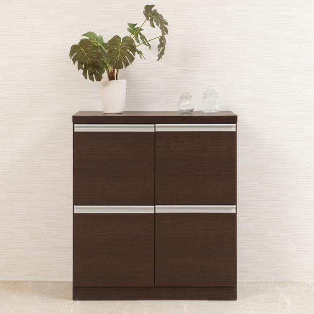 キャビネット 幅73cm 4枚扉タイプ 日本製 完成品 （ ラック スクエア