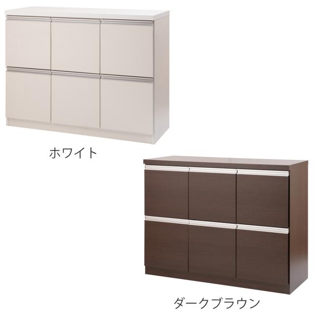 ワイドキャビネット 幅109cm 6枚扉タイプ 日本製 完成品 （ キャビネット ラック スクエア 収納棚 リビングボード A4対応 ラインハンドル 本棚 収納 リビング収納 小物整理 国産 扉付 木製 幅110cm 110cm ホワイト ダークブラウン ）_3