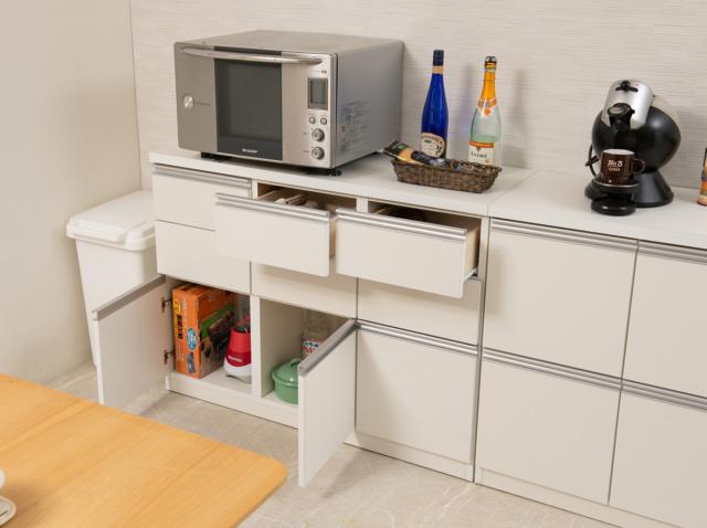 ワイドキャビネット 幅109cm 6枚扉タイプ 日本製 完成品 （ キャビネット ラック スクエア 収納棚 リビングボード A4対応 ラインハンドル 本棚 収納 リビング収納 小物整理 国産 扉付 木製 幅110cm 110cm ホワイト ダークブラウン ）_8