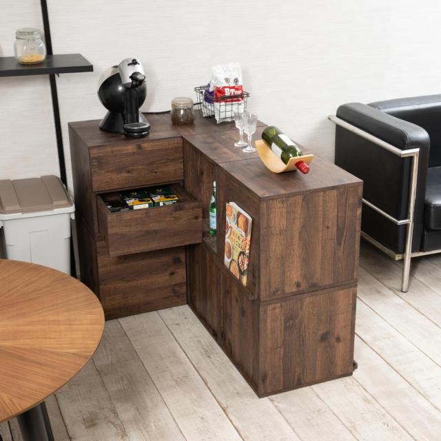 ユニットボックス 引出しタイプ 39×39cm 積み重ね （ 収納ボックス 組み合わせ A4対応 棚 ラック BOX 引出し シェルフ 収納 多目的ラック 2杯 ホワイトウォッシュ ブラウン ）_15