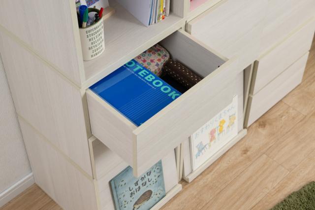 ユニットボックス 引出しタイプ 39×39cm 積み重ね （ 収納ボックス 組み合わせ A4対応 棚 ラック BOX 引出し シェルフ 収納 多目的ラック 2杯 ホワイトウォッシュ ブラウン ）_9