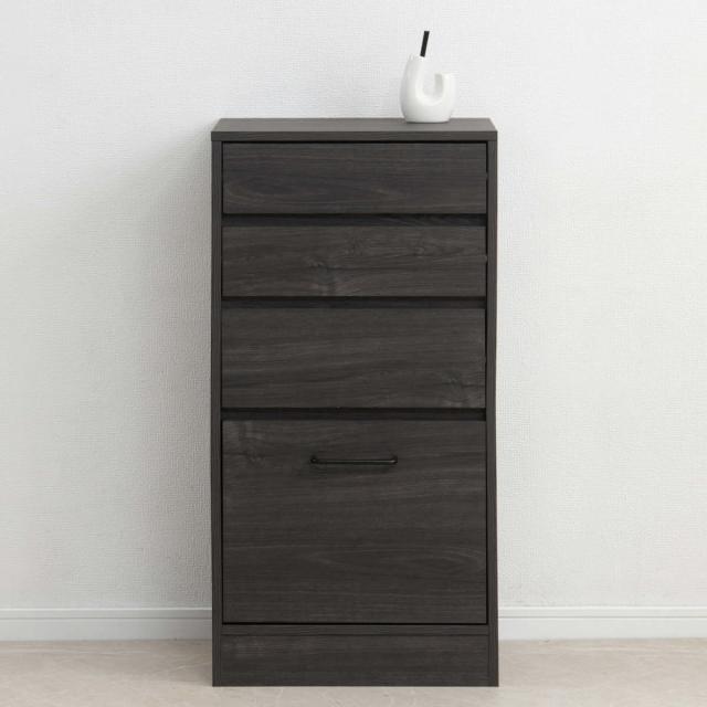 カウンター下収納 スリムチェスト 幅45cm 4段 黒木目 （ blacker チェスト 組み合わせ カウンター下 収納 薄型 奥行スリム 4杯 引き出し キッチン収納 スライドレール ブラック ）_19