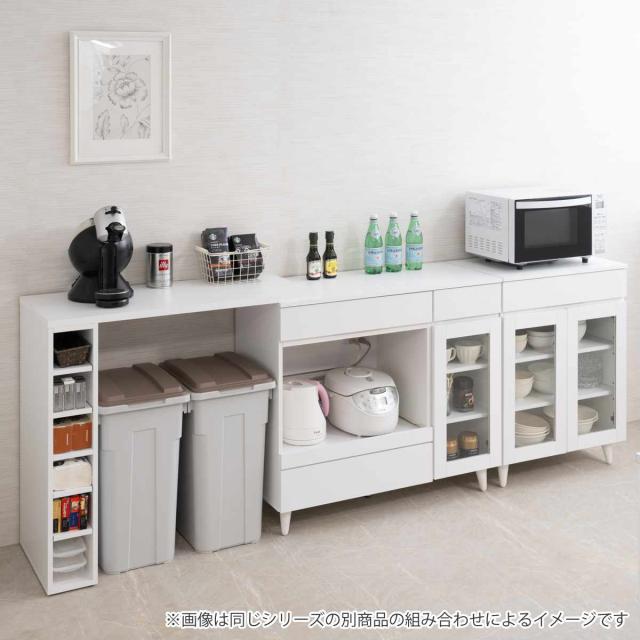 キッチンカウンター 幅60cm レンジ台 スライド棚 2口コンセント ホワイトリヴ （ Whiteliv カウンター レンジボード コンセント付 組み合わせ キッチン収納 ホワイト 引き出し シンプル ）_12