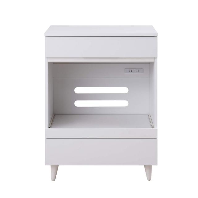 キッチンカウンター 幅60cm レンジ台 スライド棚 2口コンセント ホワイトリヴ （ Whiteliv カウンター レンジボード コンセント付 組み合わせ キッチン収納 ホワイト 引き出し シンプル ）_13