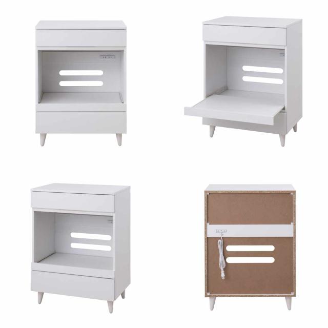 キッチンカウンター 幅60cm レンジ台 スライド棚 2口コンセント ホワイトリヴ （ Whiteliv カウンター レンジボード コンセント付 組み合わせ キッチン収納 ホワイト 引き出し シンプル ）_2