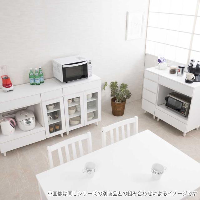キッチンカウンター 幅60cm ガラス扉 ミニカップボード ホワイトリヴ （ Whiteliv カウンター 食器棚 カップボード 可動棚 組み合わせ キッチン収納 ホワイト 引き出し シンプル ）_16