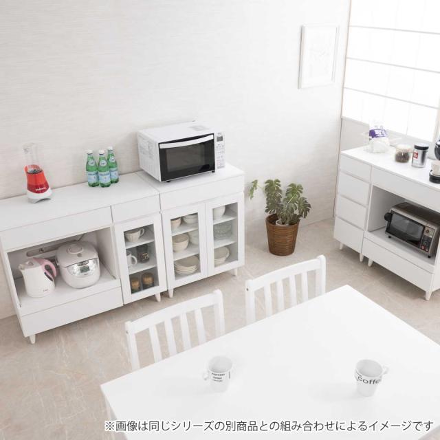 キッチンカウンター 幅90cm レンジ台 スライド棚 2口コンセント ホワイトリヴ （ Whiteliv カウンター レンジボード コンセント付 組み合わせ キッチン収納 ホワイト 引き出し 3杯 可動棚 シンプル ）_17