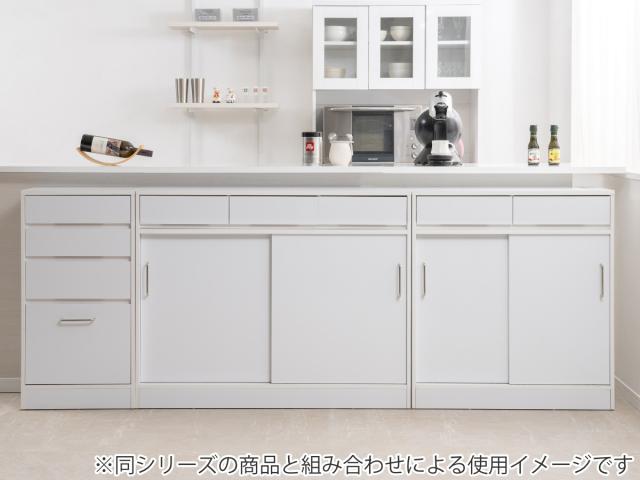 カウンター下収納 幅80cm キャビネット 引き戸 艶有り （ カウンター下
