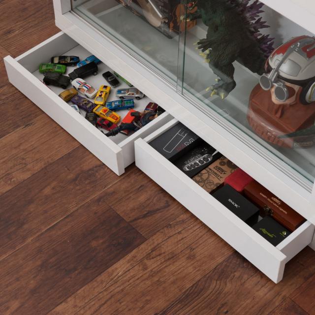 コレクションボード 引出しタイプ 幅90cm 艶有り仕上げ 完成品 （ recta コレクションラック 収納 棚 引出し 艶あり 組み合わせ ハイグロス仕上げ 小物収納 ホワイト 奥行スリム 薄型 ）_5