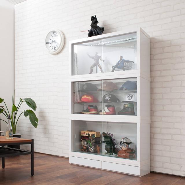 コレクションボード 引出しタイプ 幅90cm 艶有り仕上げ 完成品 （ recta コレクションラック 収納 棚 引出し 艶あり 組み合わせ ハイグロス仕上げ 小物収納 ホワイト 奥行スリム 薄型 ）_7