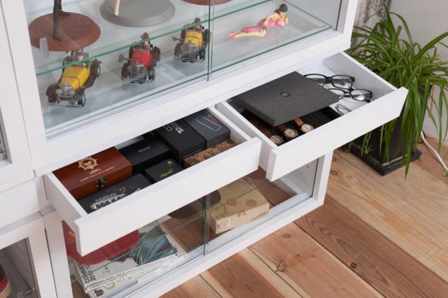 コレクションボード 引出しタイプ 幅90cm 艶有り仕上げ 完成品 （ recta コレクションラック 収納 棚 引出し 艶あり 組み合わせ ハイグロス仕上げ 小物収納 ホワイト 奥行スリム 薄型 ）_9