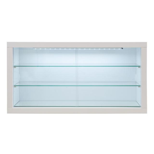 コレクションボード ガラス棚タイプ LEDライト付き 幅90cm 艶有り仕上げ （ recta コレクションラック ディスプレイ 照明 収納 棚 引出し 艶あり 組み合わせ ガラス天板 ハイグロス仕上げ 引き戸 ホワイト 可動棚 奥行スリム 薄型 ）_18