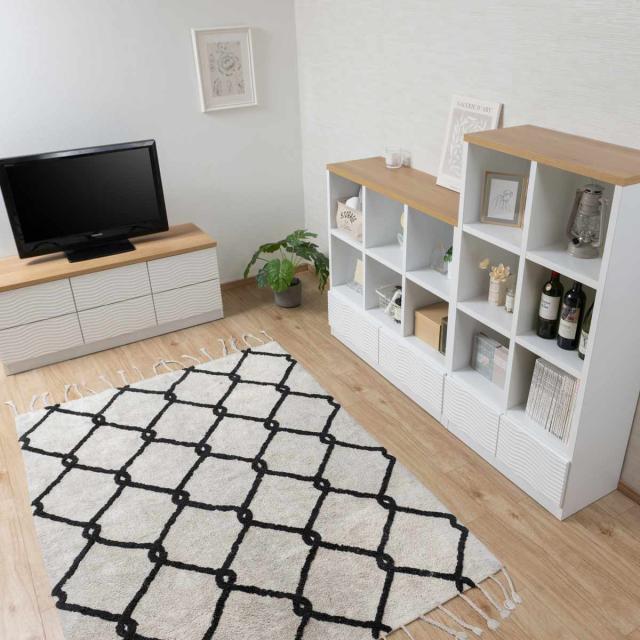 チェスト 幅120cm ウェーブ模様 引出し6杯 日本製 完成品 （ wave ローボード テレビ台 収納 TV台 テレビボード 引出し ホワイト シンプル 6杯 ）_17