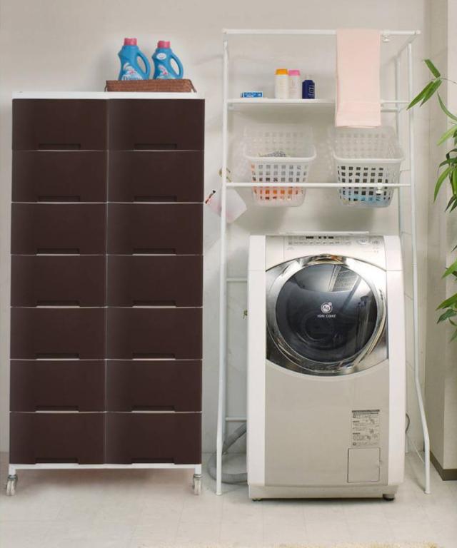 衣装ケース 大量収納プラスチックチェスト 2列7段 （ 幅69×奥行48×高さ144cm 収納ボックス 引き出し ハイタイプ 収納ケース チェスト 衣類収納 大容量 タンス キャスター付き リビング収納 クローゼット ランドリー 日本製 スリム ）