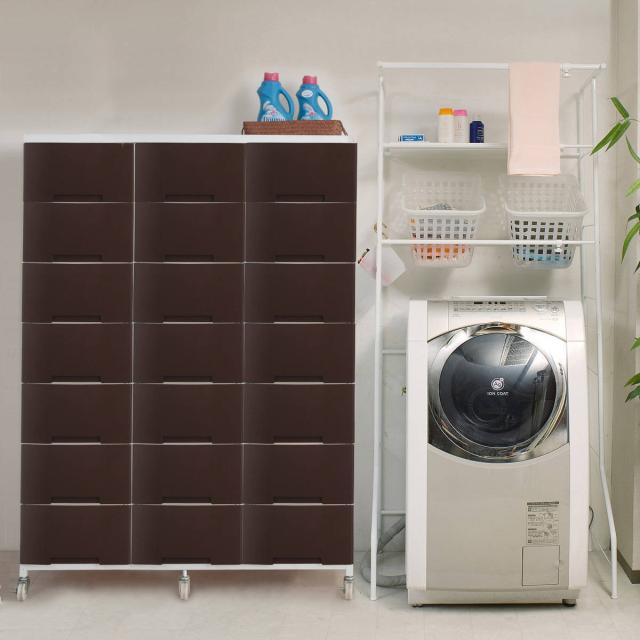 衣装ケース 大量収納プラスチックチェスト 3列7段 （ 幅103×奥行48×高さ144cm 収納ボックス 引き出し ハイタイプ 収納ケース チェスト 衣類収納 大容量 タンス キャスター付 リビング収納 クローゼット ランドリー 日本製 スリム ）