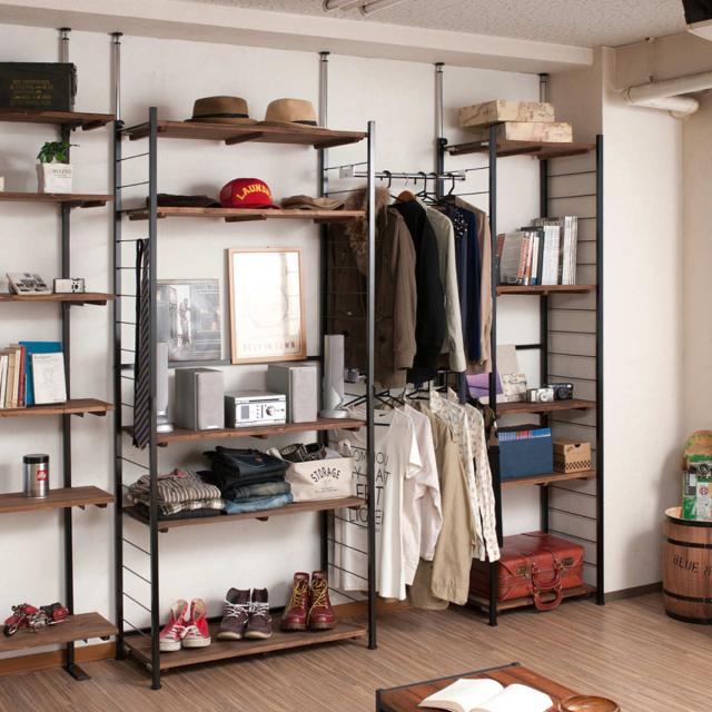 ブルックリン風間仕切り収納 ハンガー2段 幅90cm & 2段 連結用幅88cm
