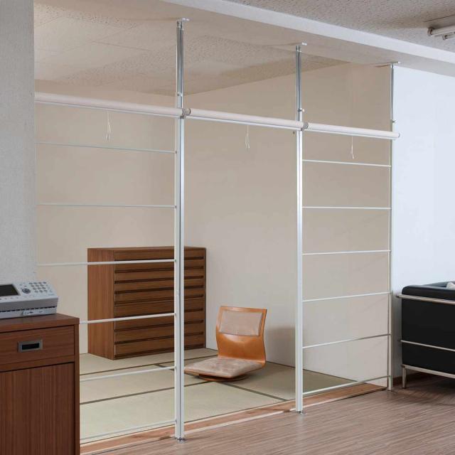 突っ張り ラダーパーテーション ロールスクリーン付き 幅92cm 日本製 （ つっぱり パーテーション ロールスクリーン 間仕切り 目隠し 衝立 パーティション ラダーラック 収納 突っ張り式 ついたて 自立 仕切り おしゃれ ）_9