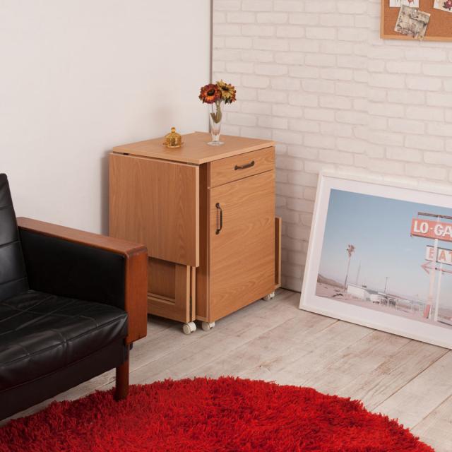 ミシン台 幅97cm 折りたたみテーブル 2口コンセント付 ワゴン式