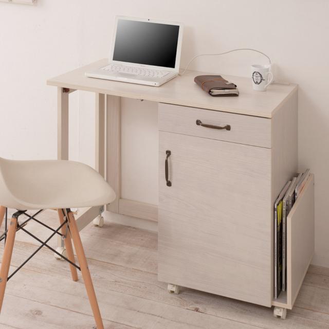 ミシン台 幅97cm 折りたたみテーブル 2口コンセント付 ワゴン式