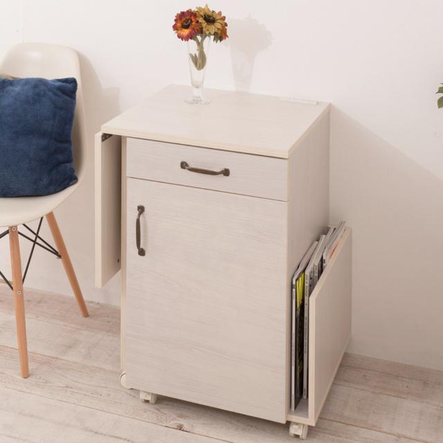 ミシン台 幅97cm 折りたたみテーブル 2口コンセント付 ワゴン式