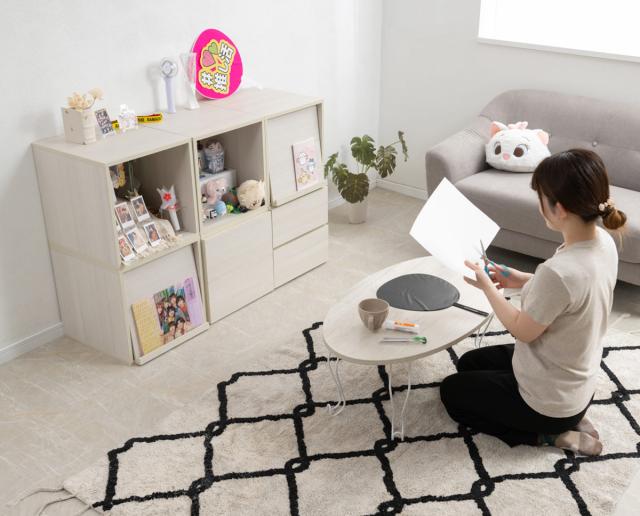 ラック 幅39cm ガラス扉タイプ 推し活収納 （ 棚 組み合わせ A4対応 ガラス扉 可動棚 推し シェルフ 収納 飾り棚 ディスプレイラック 多目的ラック ホワイトウォッシュ ）_14