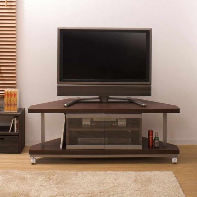 テレビ台 コーナータイプ 幅120cm 日本製 （ AVボード テレビラック TV台 ローボード 可動棚 コーナー型 TVラック TVボード 木製 ガラス扉 キャスター ）_3