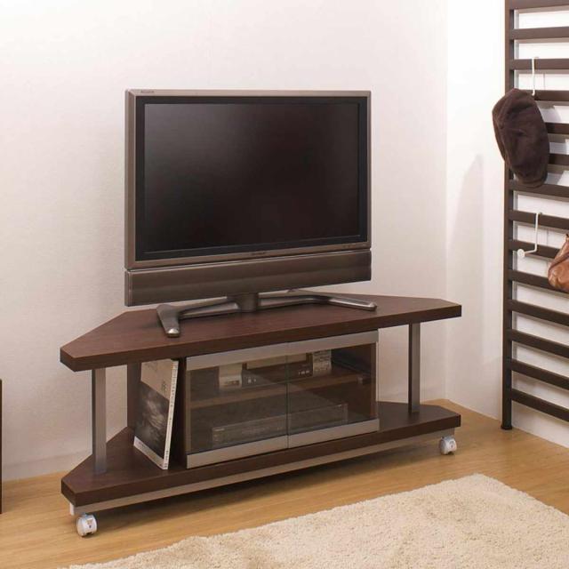 テレビ台 コーナータイプ 幅120cm 日本製 （ AVボード テレビラック TV台 ローボード 可動棚 コーナー型 TVラック TVボード 木製 ガラス扉 キャスター ）_4