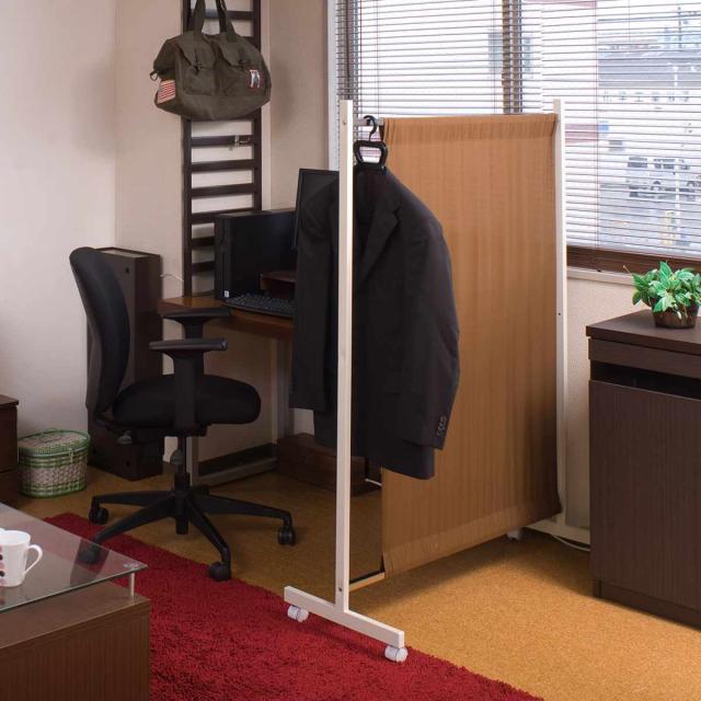 間仕切りカーテンパーテーション 幅94.5cm 高さ144.5cm （ パーテーション 間仕切り カーテン 衝立 目隠し キャスター 移動 自立 伸縮 仕切り ハンガー掛け パーティション 自立式 オフィス 事務所 会社 商談 スペース ）_8