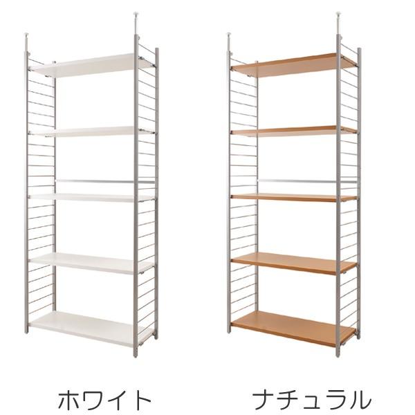 突っ張り 間仕切りラック 幅90cm 背板無し 日本製 （ 収納 本棚 ラック ワードローブ 間仕切り 壁面収納 突っ張り式 突っぱり 衣類収納 デスク クローゼット ホワイト ナチュラル ）_2
