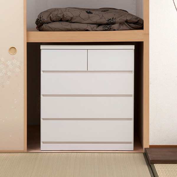 押入れ収納 タンス 幅75cm 4段 奥行65cm キャスター付 日本製 （ 木製 押入れ クローゼット 収納 クローゼット収納 完成品 組立不要 すぐ使える 国産 たんす キャスター 整理棚 衣替え 衣類収納 引き出し ）