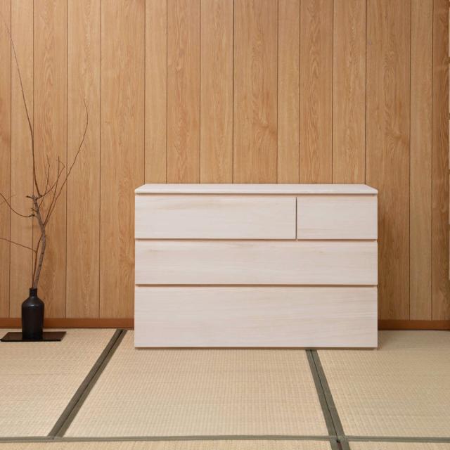 桐洋風チェスト 幅100.5cm 3段4杯 生地仕上げ 日本製 完成品 （ 桐たんす 桐 チェスト 洋風 箪笥 桐箪笥 たんす 桐タンス 衣類収納 和だんす 桐製 ）