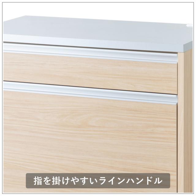 キッチンカウンター 幅80.5cm ダストボックス付 グロス天板 日本製 完成品 （ キッチン 収納 カウンター ごみ箱 棚 2口コンセント付 ラック コンセント ダストボックス キッチンラック 引き出し フルスライドレール ）