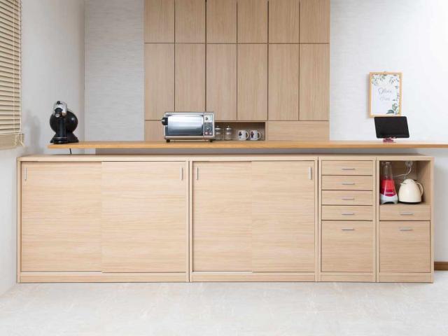 カウンター下収納 幅90cm 引戸タイプ 日本製 完成品 （ カウンター下